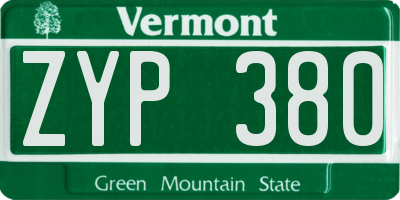 VT license plate ZYP380