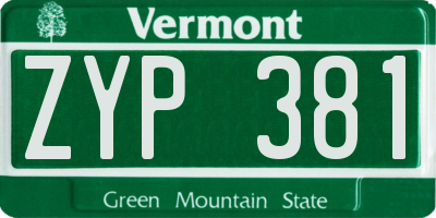 VT license plate ZYP381