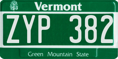 VT license plate ZYP382