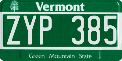 VT license plate ZYP385