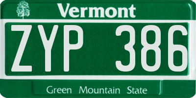 VT license plate ZYP386