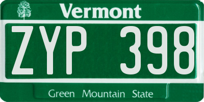 VT license plate ZYP398