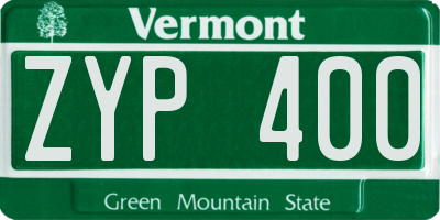 VT license plate ZYP400
