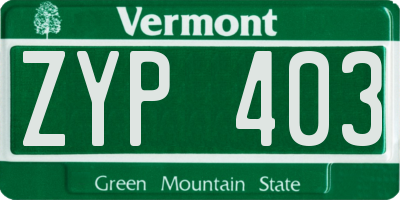 VT license plate ZYP403