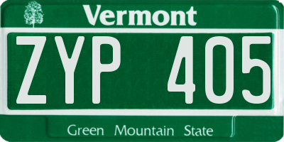 VT license plate ZYP405