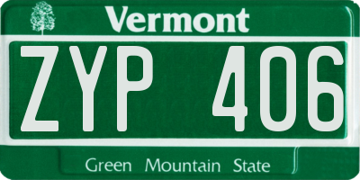 VT license plate ZYP406