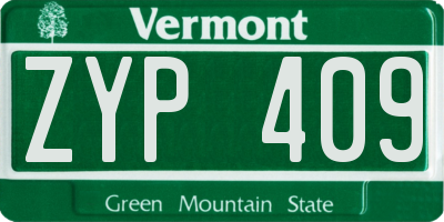 VT license plate ZYP409
