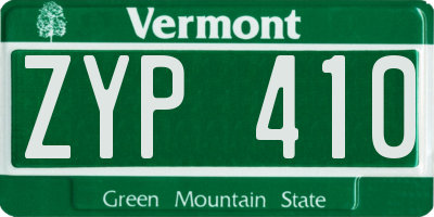 VT license plate ZYP410