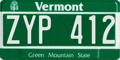 VT license plate ZYP412