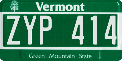 VT license plate ZYP414
