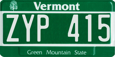 VT license plate ZYP415
