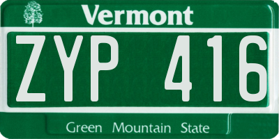 VT license plate ZYP416