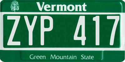 VT license plate ZYP417