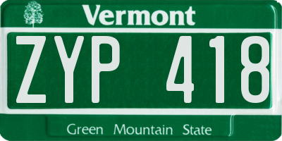 VT license plate ZYP418