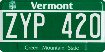VT license plate ZYP420