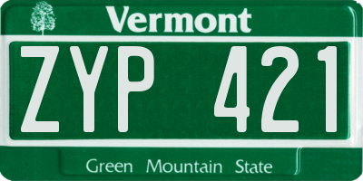 VT license plate ZYP421