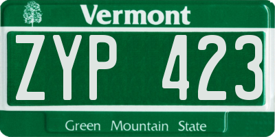 VT license plate ZYP423