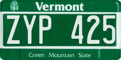 VT license plate ZYP425