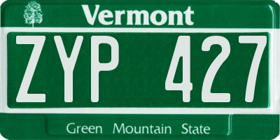 VT license plate ZYP427