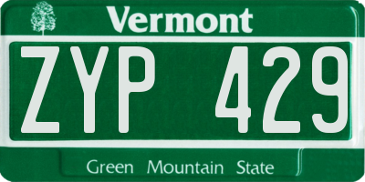 VT license plate ZYP429