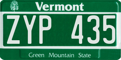 VT license plate ZYP435