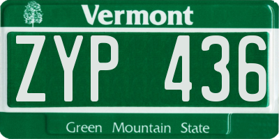 VT license plate ZYP436