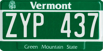VT license plate ZYP437