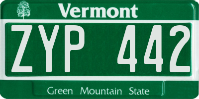 VT license plate ZYP442