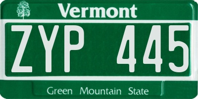 VT license plate ZYP445