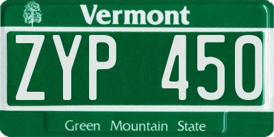 VT license plate ZYP450