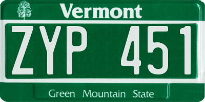 VT license plate ZYP451
