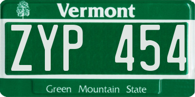 VT license plate ZYP454