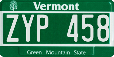 VT license plate ZYP458