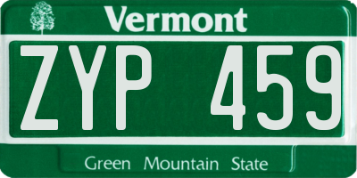 VT license plate ZYP459