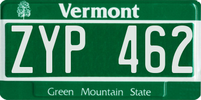 VT license plate ZYP462