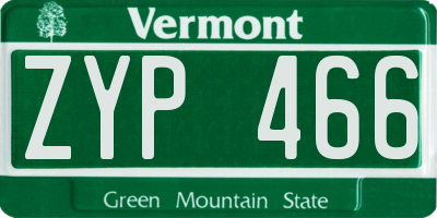 VT license plate ZYP466