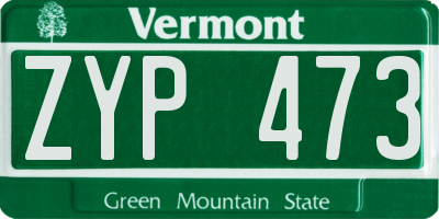 VT license plate ZYP473