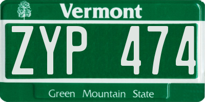 VT license plate ZYP474