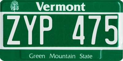 VT license plate ZYP475