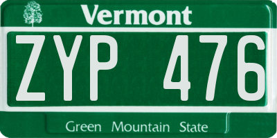 VT license plate ZYP476
