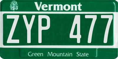 VT license plate ZYP477