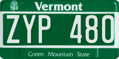VT license plate ZYP480