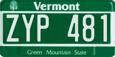 VT license plate ZYP481