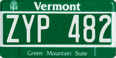 VT license plate ZYP482