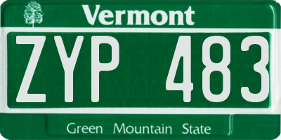 VT license plate ZYP483