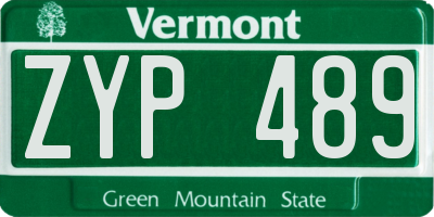 VT license plate ZYP489
