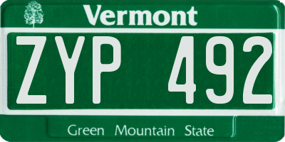 VT license plate ZYP492