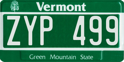 VT license plate ZYP499