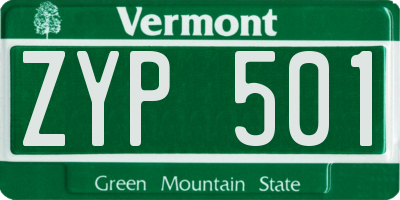 VT license plate ZYP501