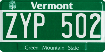 VT license plate ZYP502